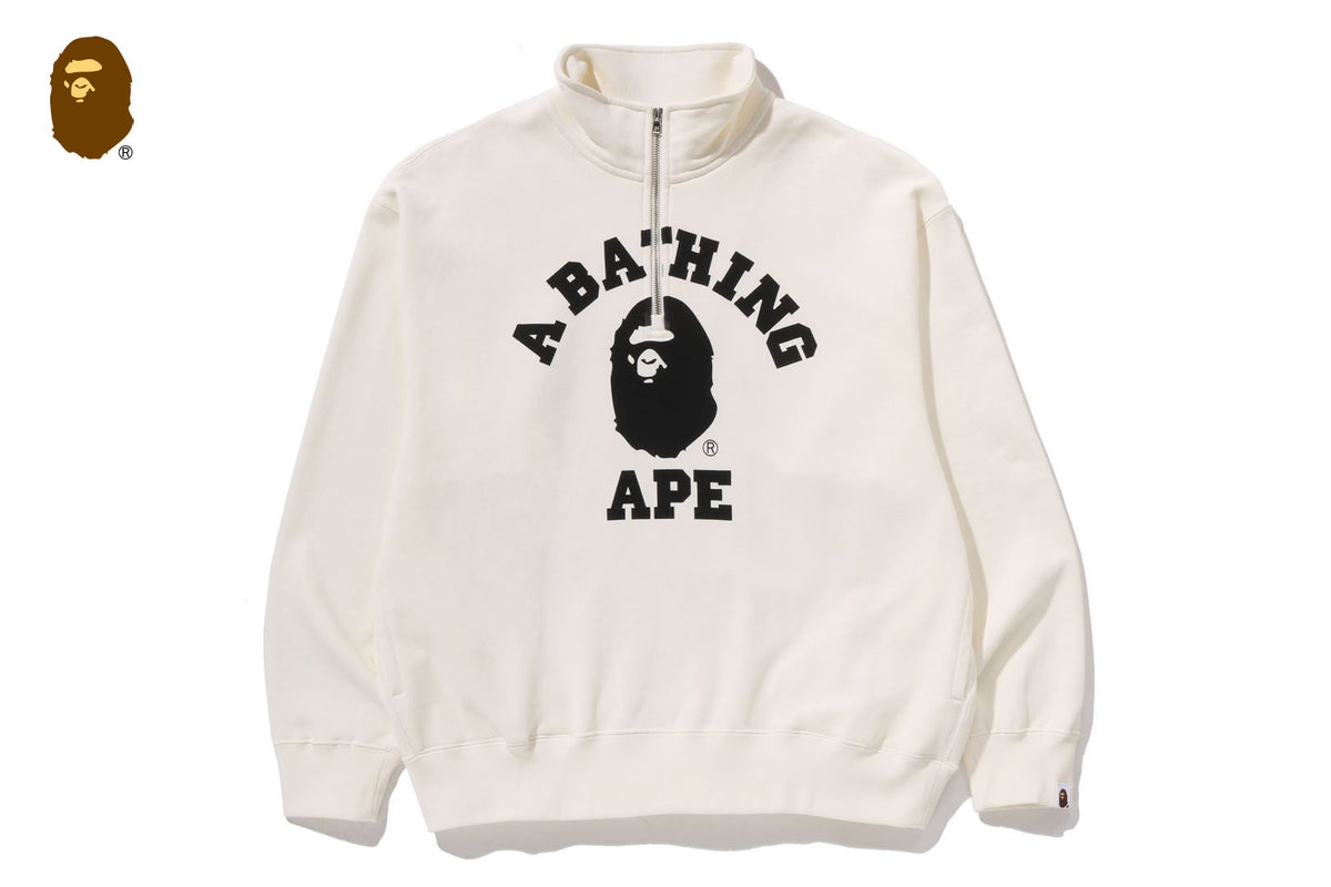 BAPE 大學半拉鍊寬鬆版型圓領衛衣