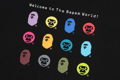 BAPE HEAVY WASHED MULTI MILO LOGO RELAXED FIT CREWNECK SWEATSHIRT