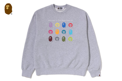 BAPE HEAVY WASHED MULTI MILO LOGO RELAXED FIT CREWNECK SWEATSHIRT