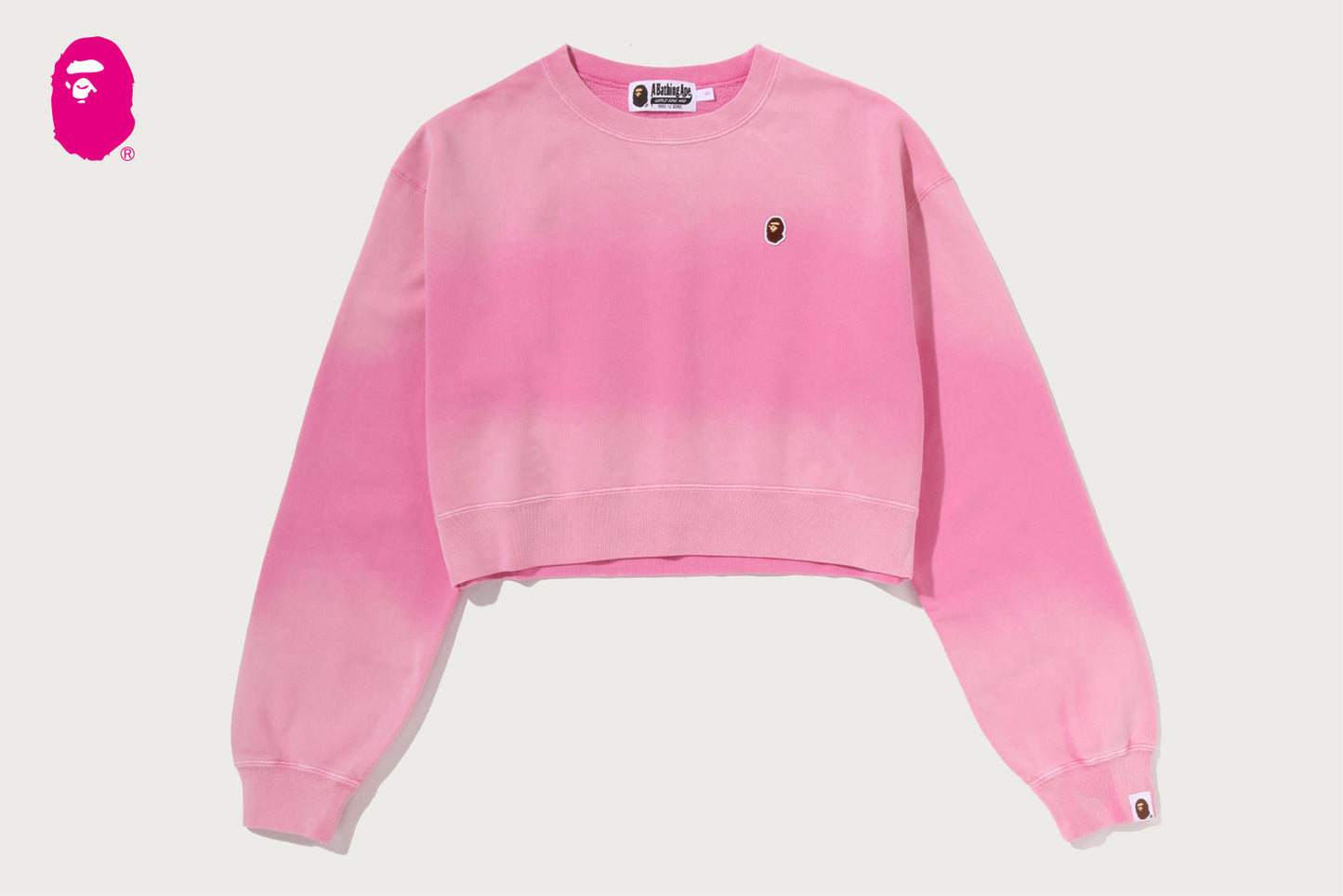 BAPE GARMENT DYE ONE POINT CROPPED CREWNECK SWEATSHIRT