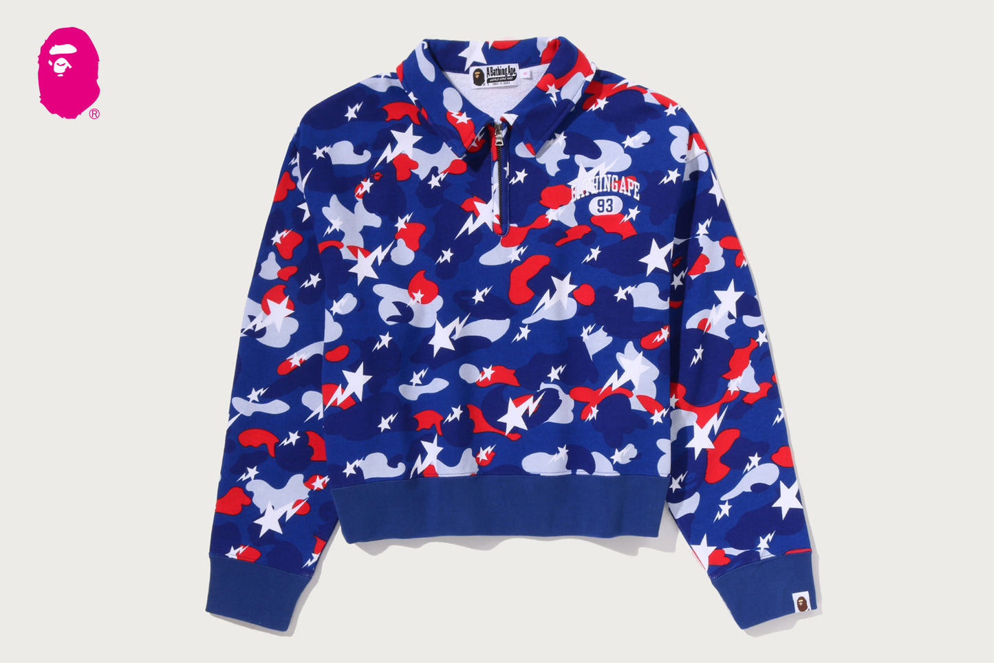 BAPE STA STRIKE CAMO POLO CROPPED CREWNECK SWEATSHIRT