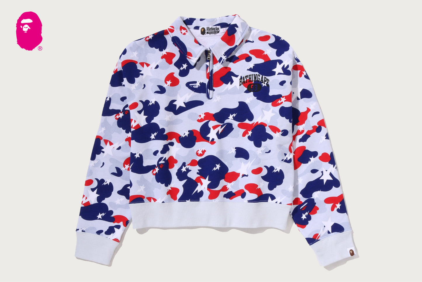 BAPE STA STRIKE CAMO POLO CROPPED CREWNECK SWEATSHIRT