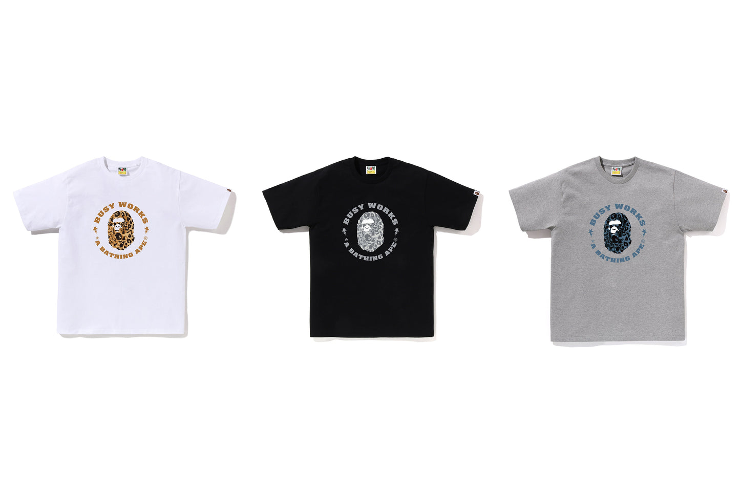 BAPE WILD LEOPARD PATTERN BUSY WORKS STA TEE