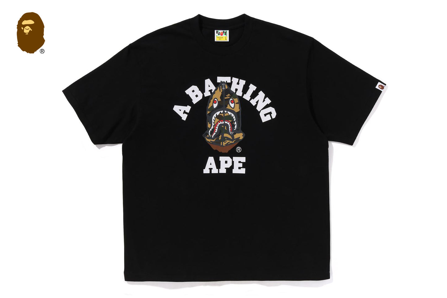 BAPE 1ST CAMO SHARK SEIJIN COLLEGE RELAXED FIT TEE