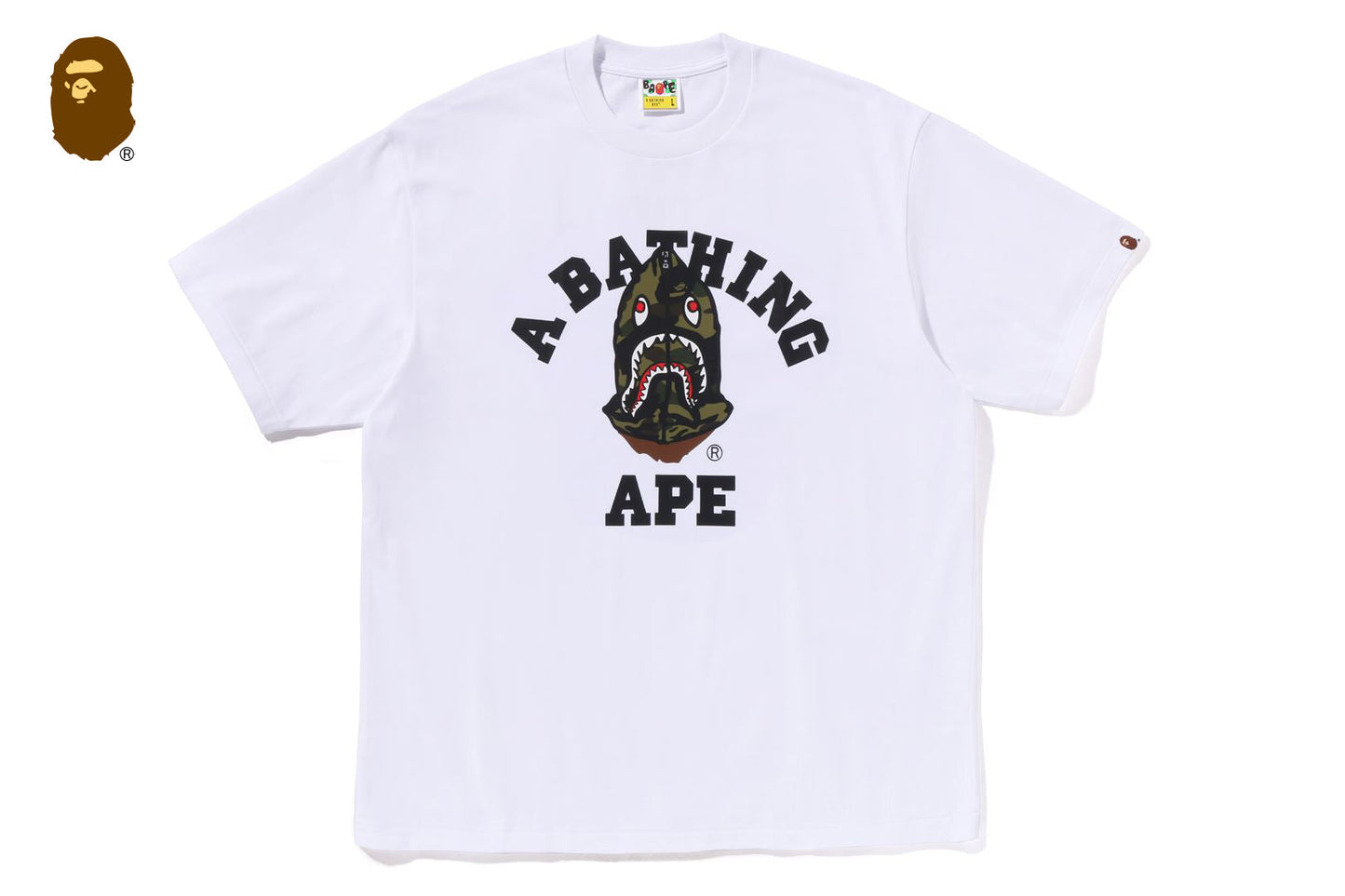 BAPE 1ST CAMO SHARK SEIJIN COLLEGE RELAXED FIT TEE