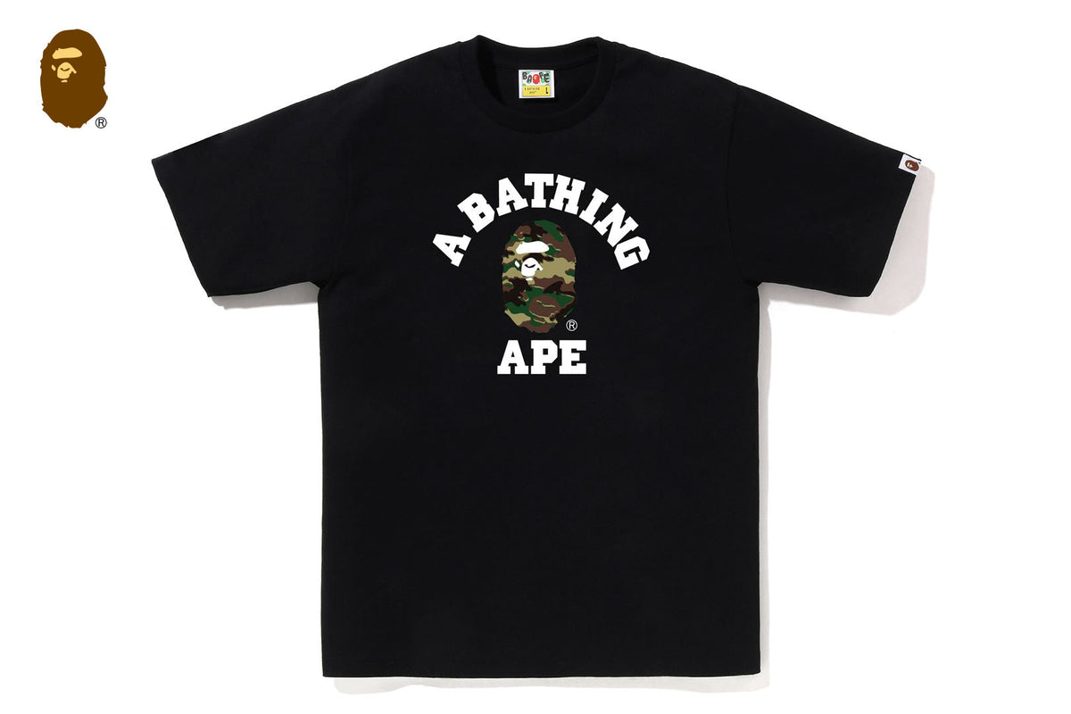 BAPE GLITCH WOODLAND CAMO COLLEGE TEE