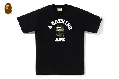 BAPE GLITCH WOODLAND CAMO COLLEGE TEE