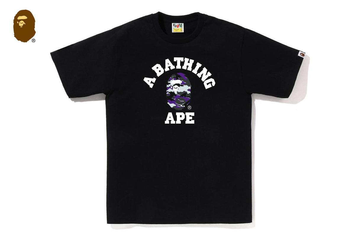 BAPE GLITCH WOODLAND CAMO COLLEGE TEE