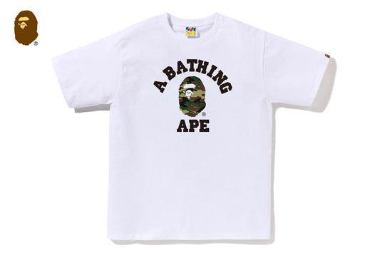 BAPE GLITCH WOODLAND CAMO COLLEGE TEE