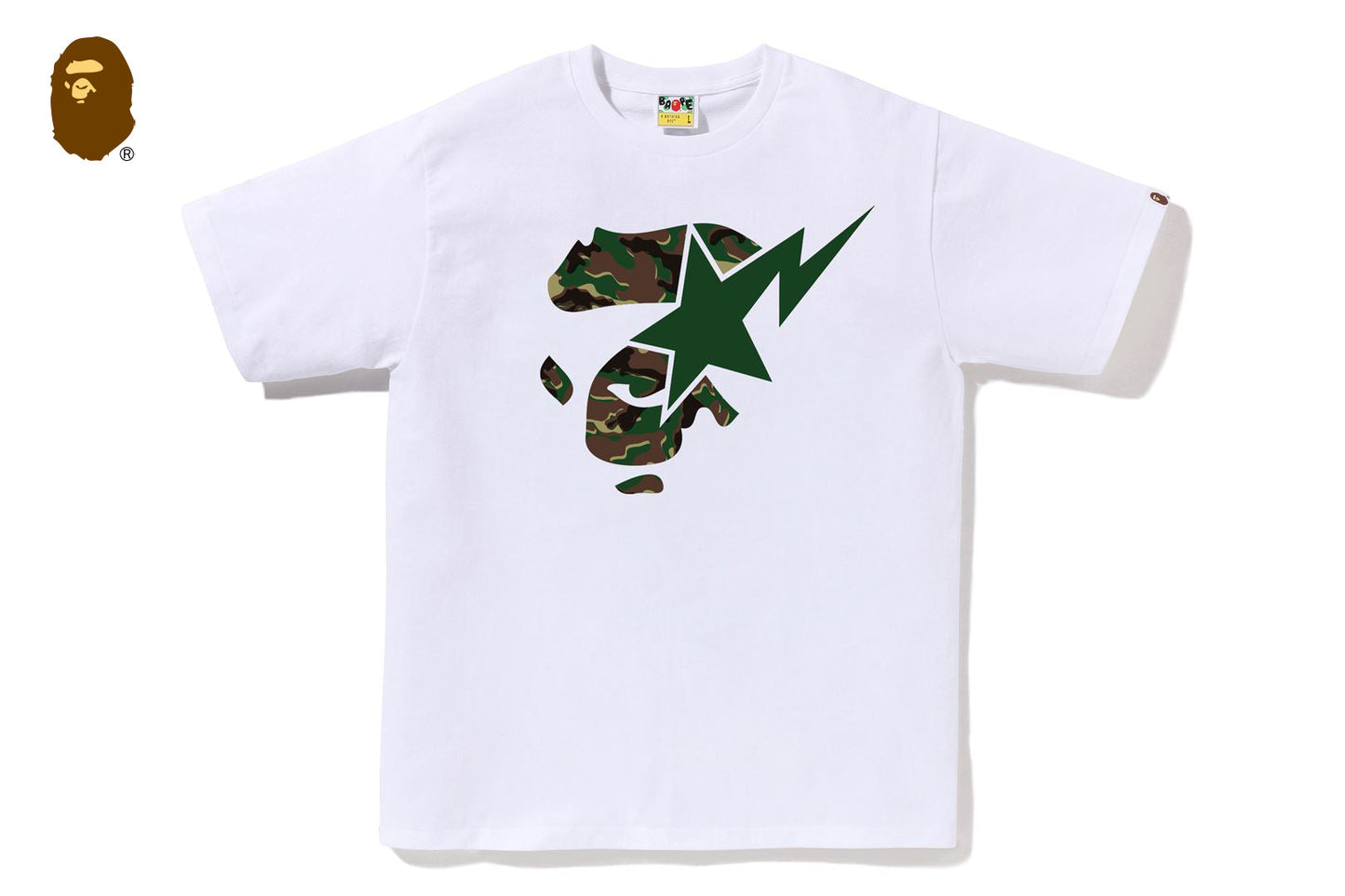BAPE GLITCH WOODLAND CAMO APE FACE STA TEE