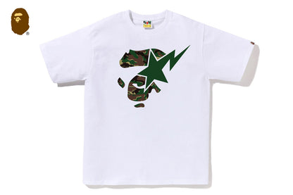 BAPE GLITCH WOODLAND CAMO APE FACE STA TEE