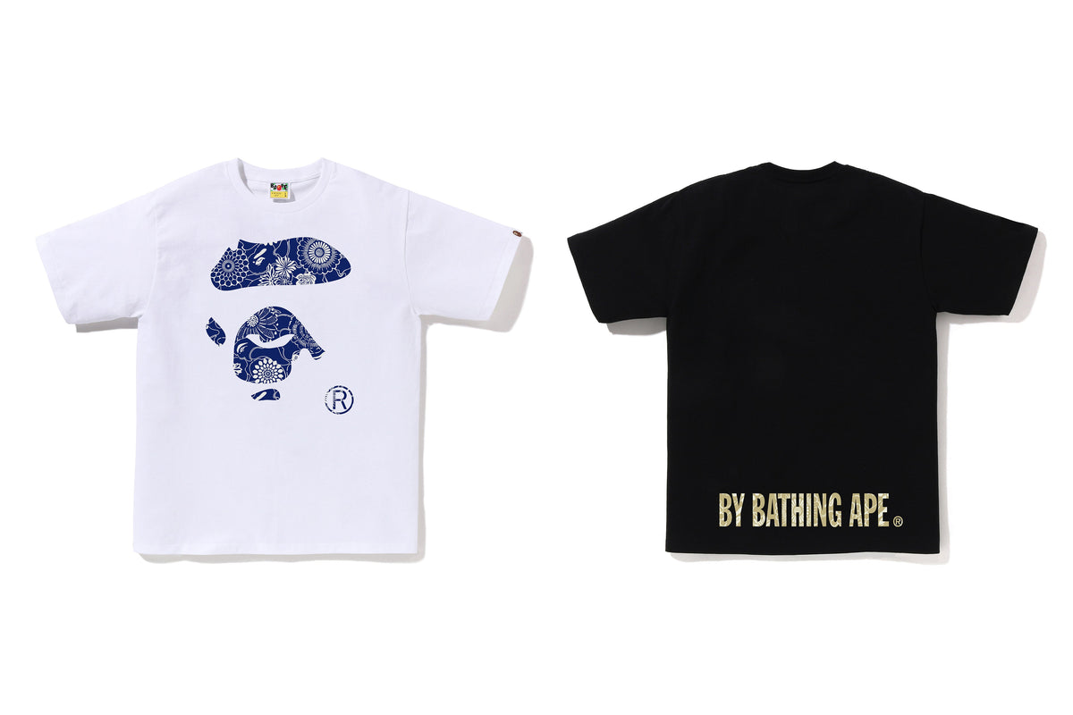 BAPE JAPANESE INDIGO ART CAMO APE FACE TEE