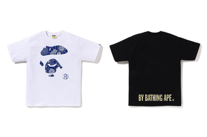 BAPE JAPANESE INDIGO ART CAMO APE FACE TEE
