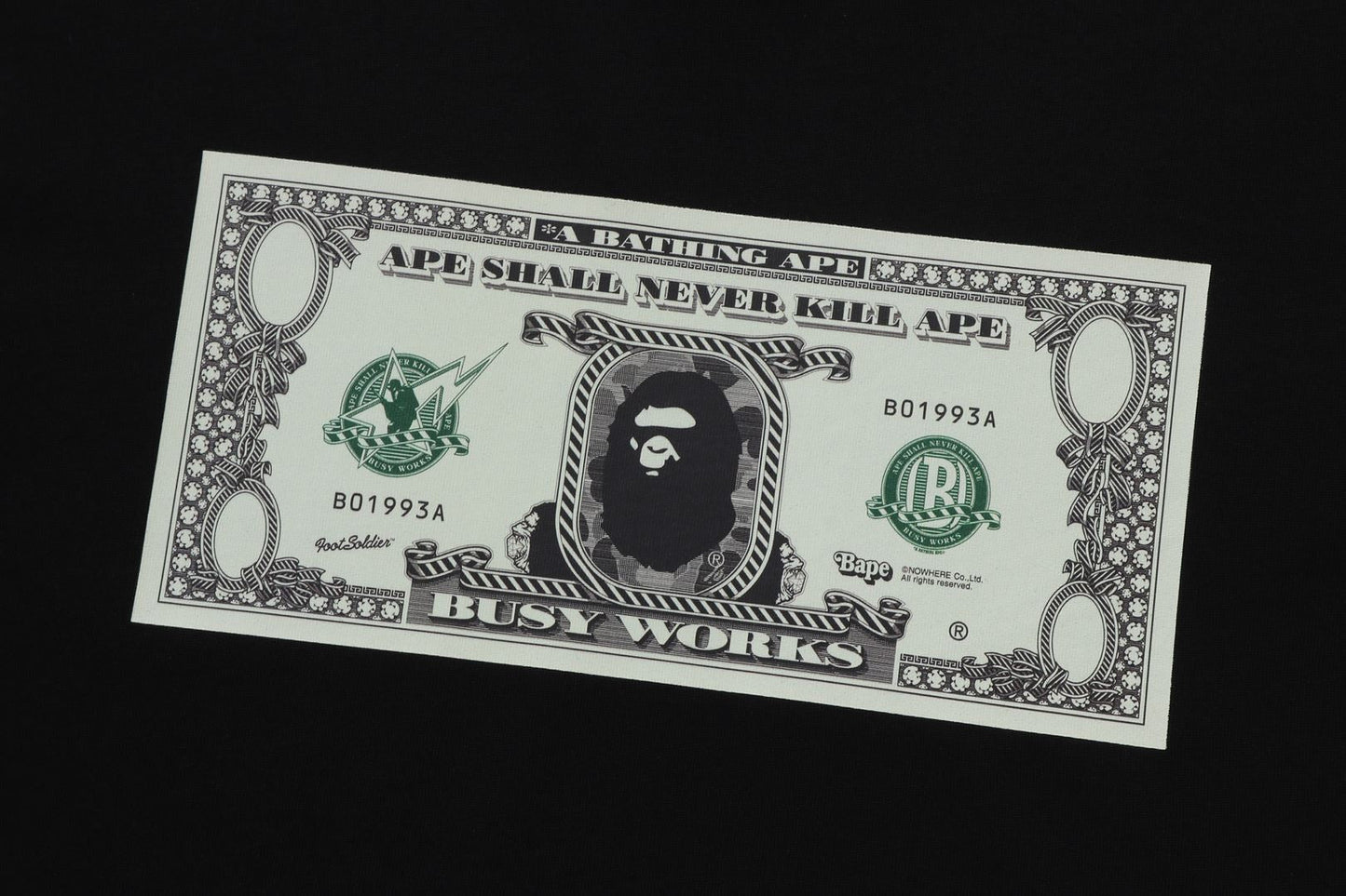 BAPE 鈔票圖案短袖T恤
