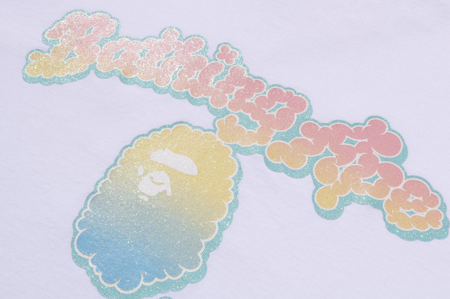 BAPE GLITTER CLOUDY LOGO TEE