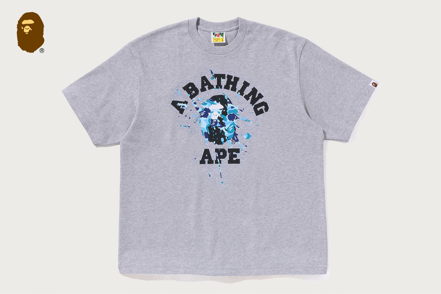 BAPE ABC CAMO SPLASH COLLEGE RELAXED FIT TEE