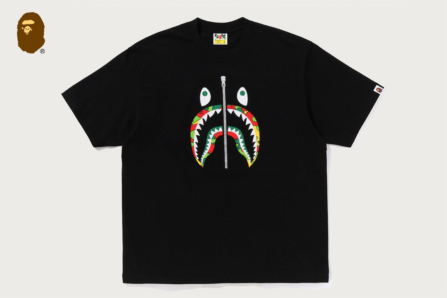 BAPE STA CAMO SHARK FACE RELAXED FIT TEE