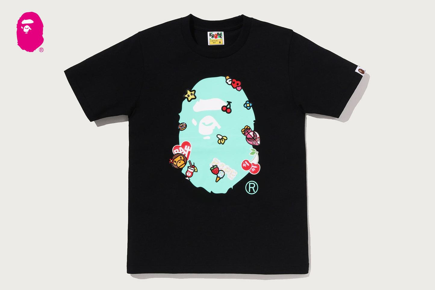 BAPE STICKERS ON APE HEAD TEE