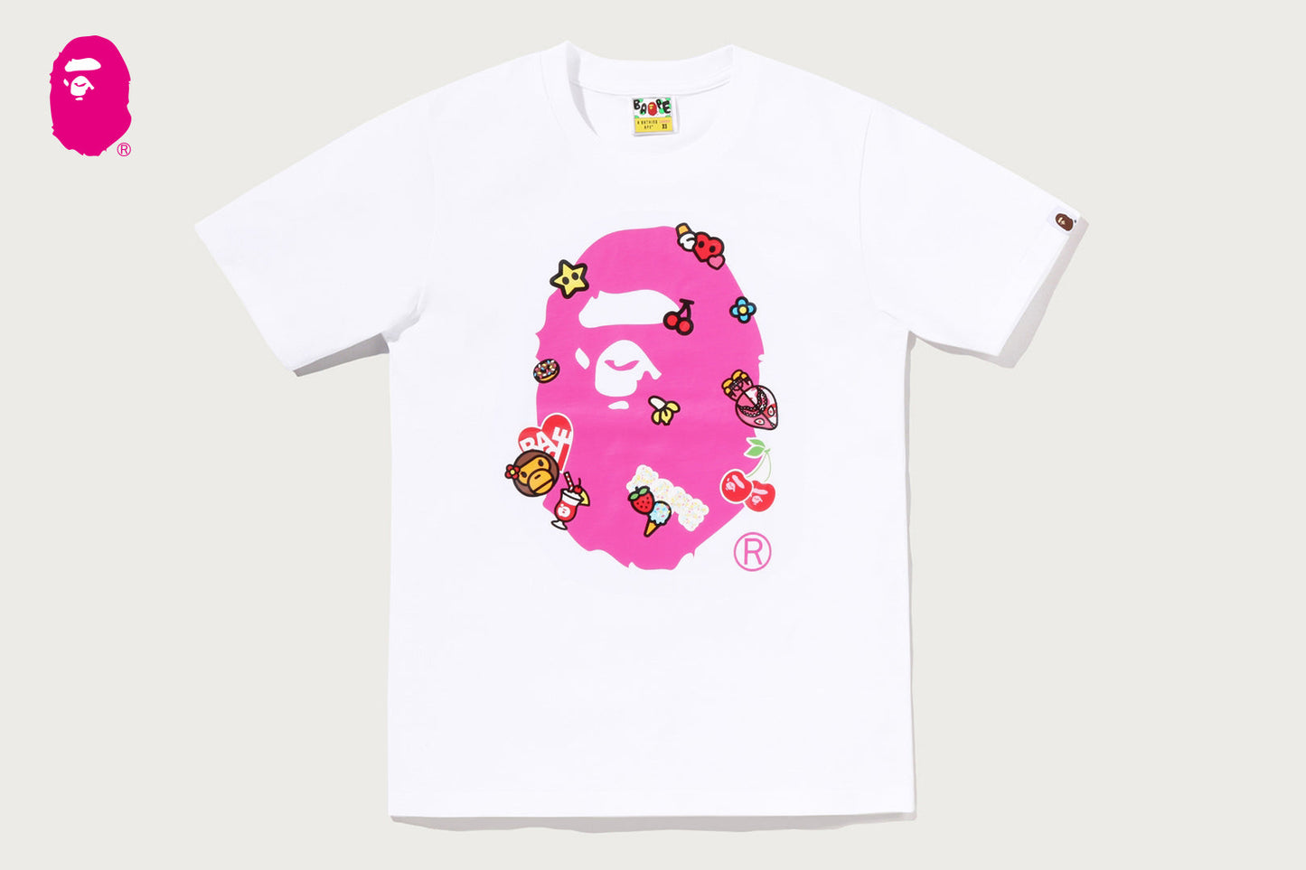 BAPE STICKERS ON APE HEAD TEE