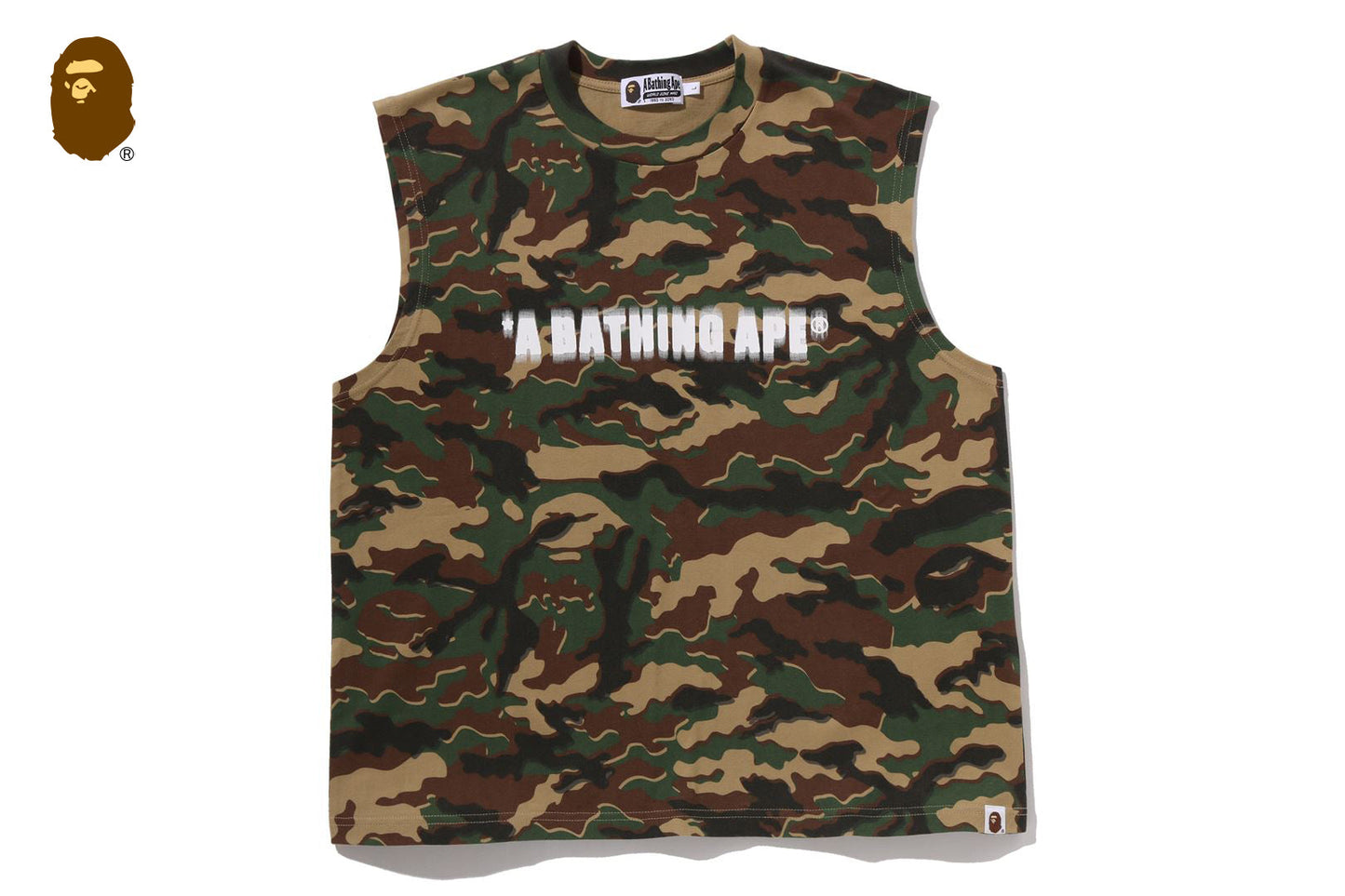 BAPE GLITCH WOODLAND CAMO 重洗浴衣風格短版背心