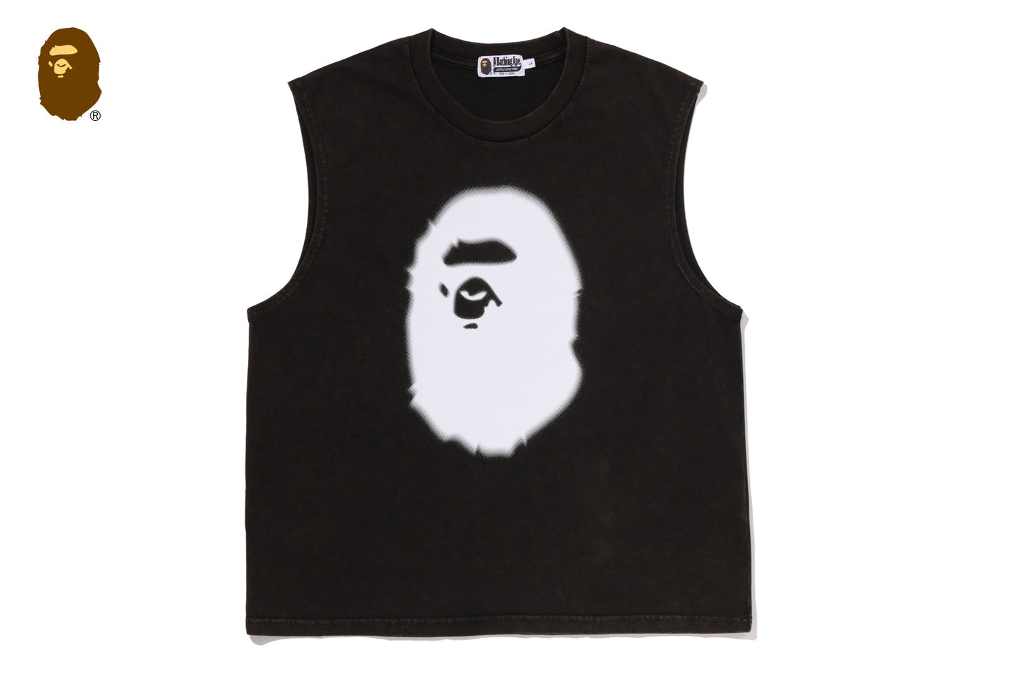 BAPE HEAVY WASH APE HEAD CROPPED FIT TANK TOP
