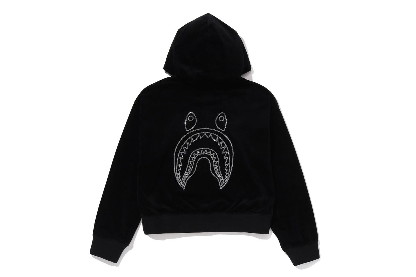 BAPE WASHED MULTI LOGO RHINESTONE VELOUR FULL ZIP HOODIE