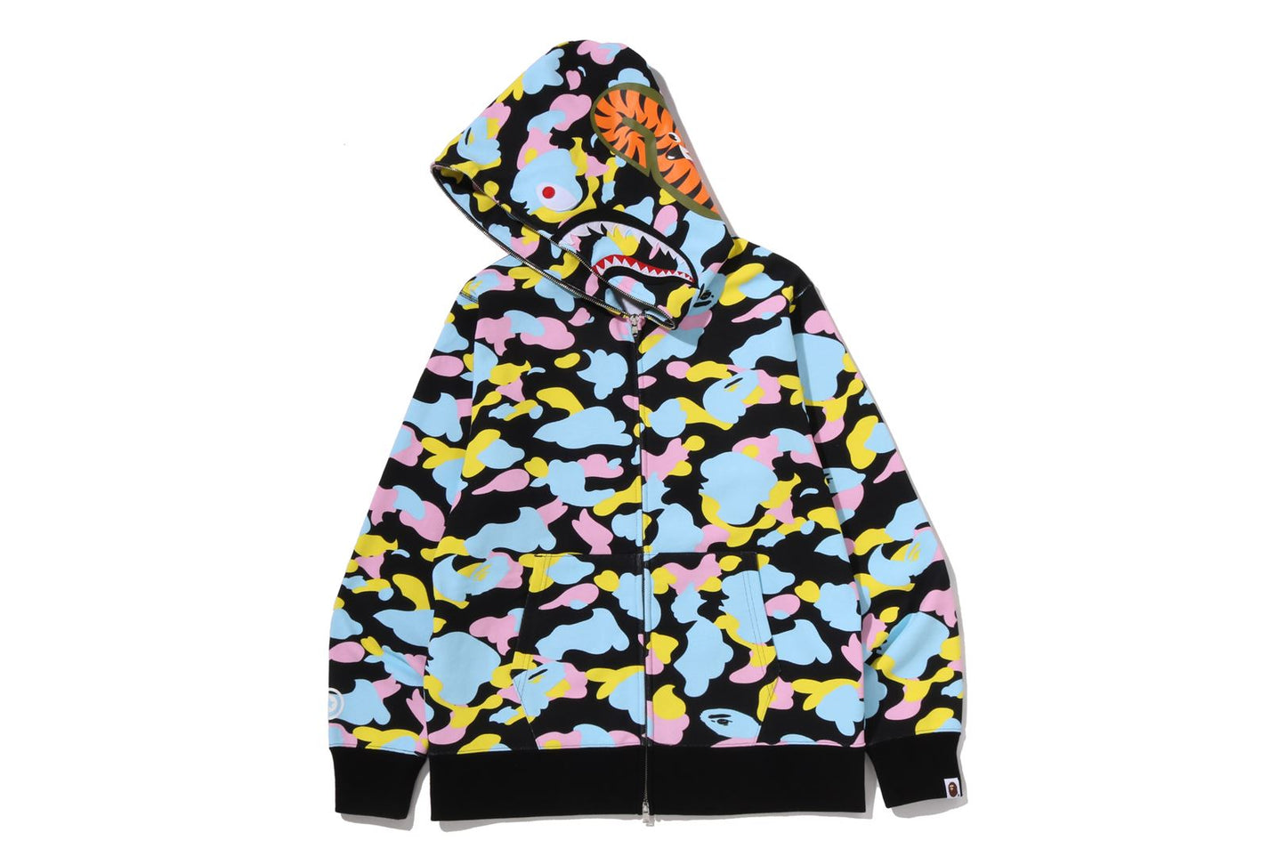 BAPE NEW MULTI CAMO SHARK FULL ZIP HOODIE