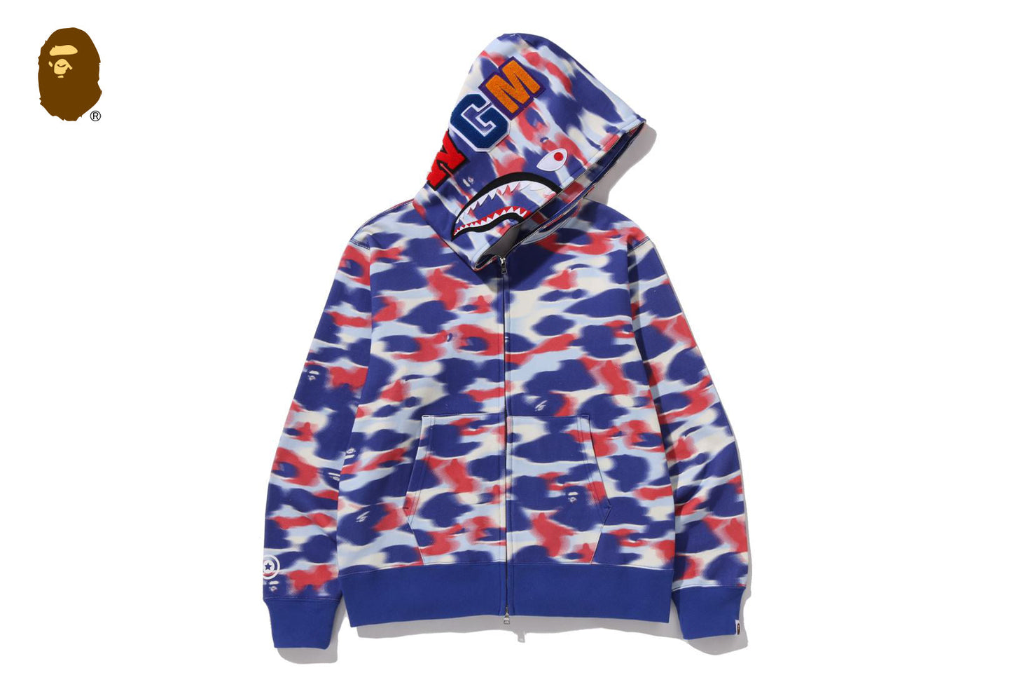 BAPE SCREEN CAMO SHARK FULL ZIP HOODIE