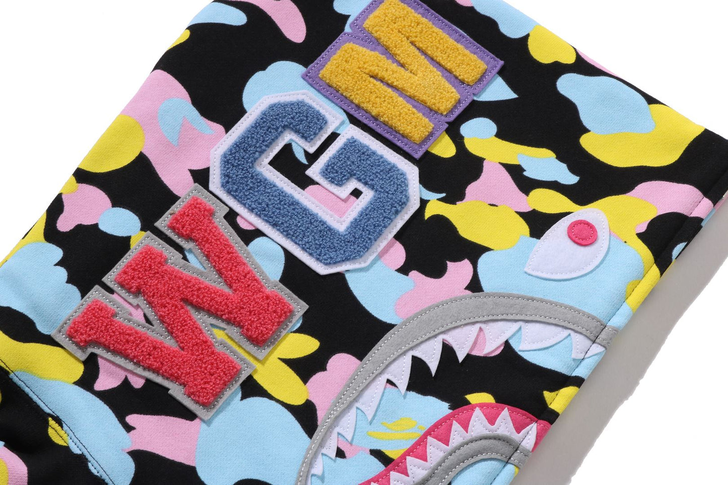 BAPE NEW MULTI CAMO SHARK CROPPED FULL ZIP HOODIE