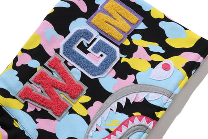 BAPE NEW MULTI CAMO SHARK CROPPED FULL ZIP HOODIE
