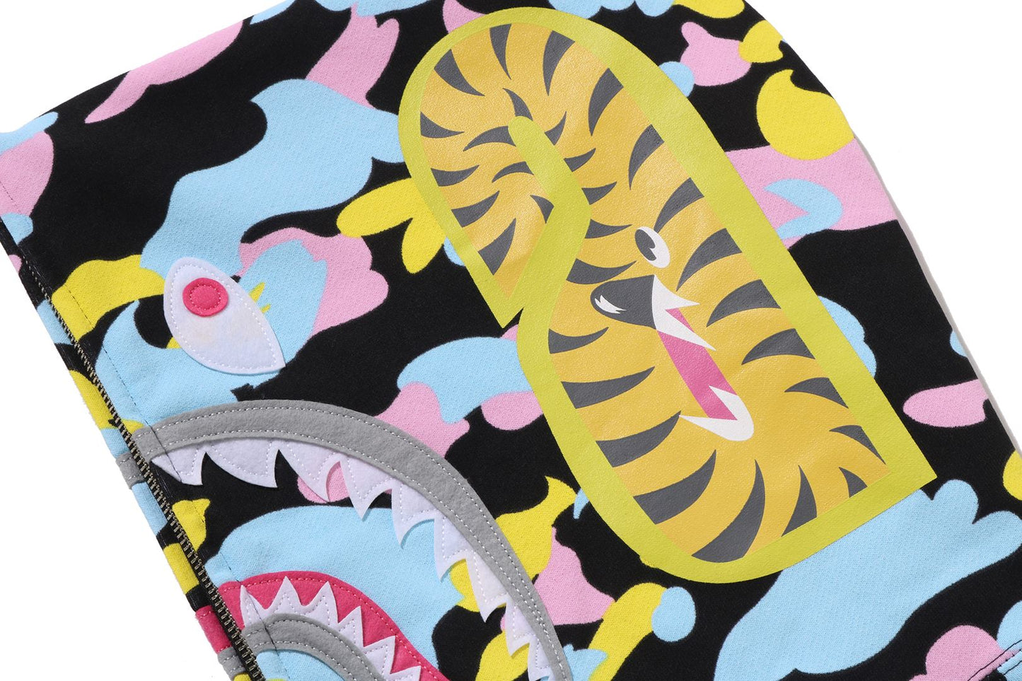BAPE NEW MULTI CAMO SHARK CROPPED FULL ZIP HOODIE