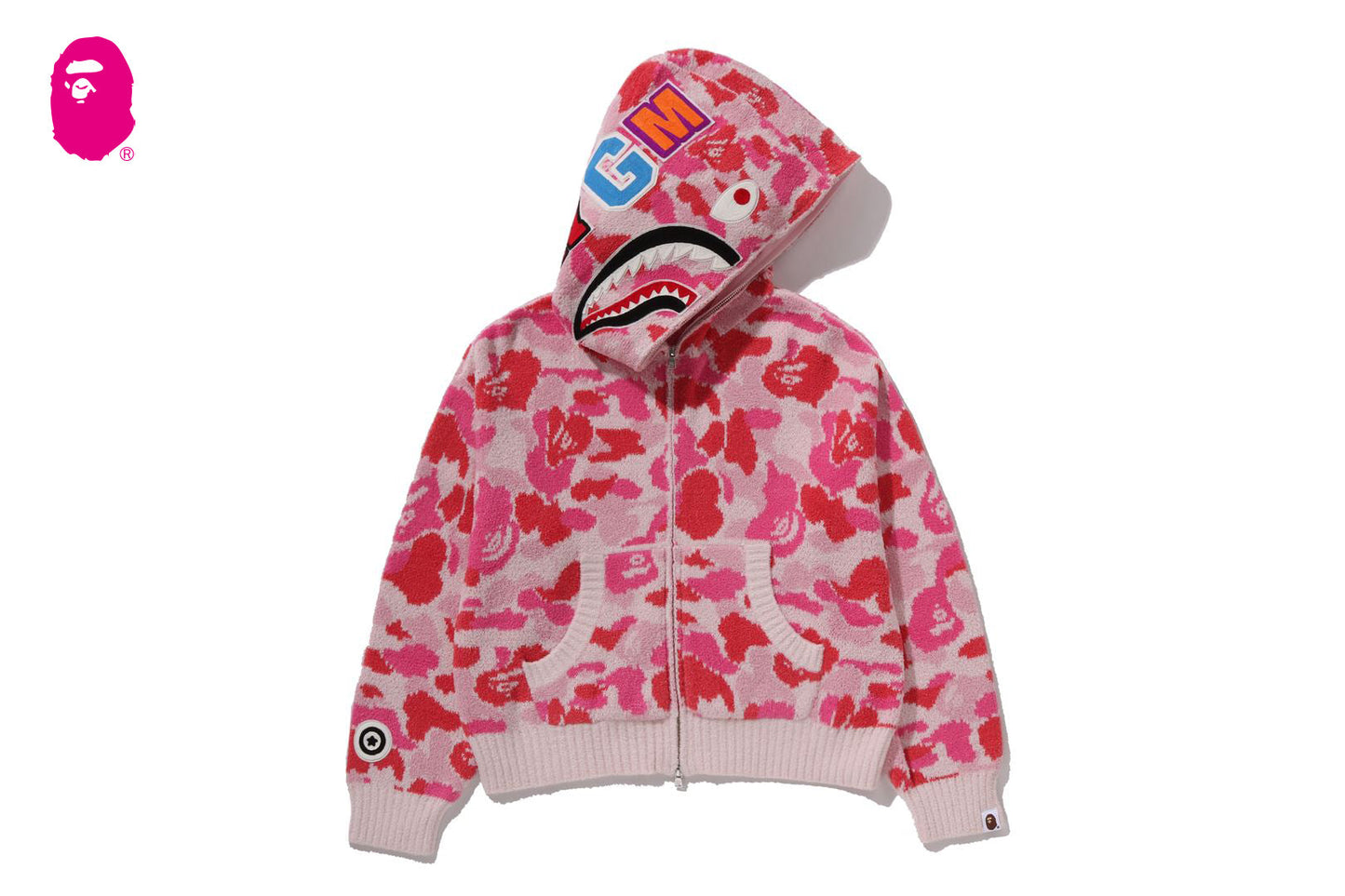 BAPE ABC CAMO 毛巾提花鯊魚剪裁全拉鏈連帽外套