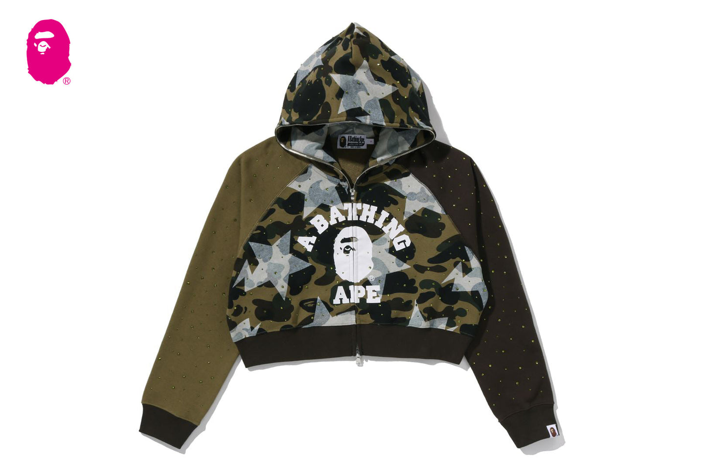 BAPE STA OVER PRINT 1ST CAMO CRYSTAL STONE 大學全拉鍊連帽外套