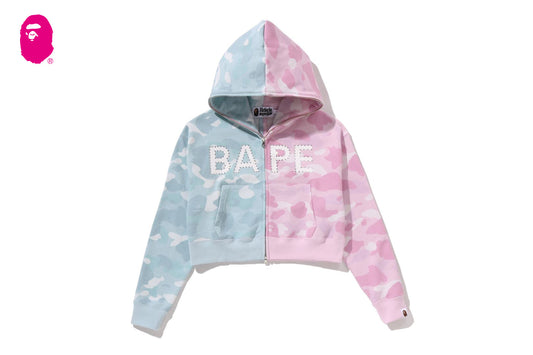 BAPE CRYSTAL LOGO PASTEL COLOR CAMO HALF FULL ZIP HOODIE
