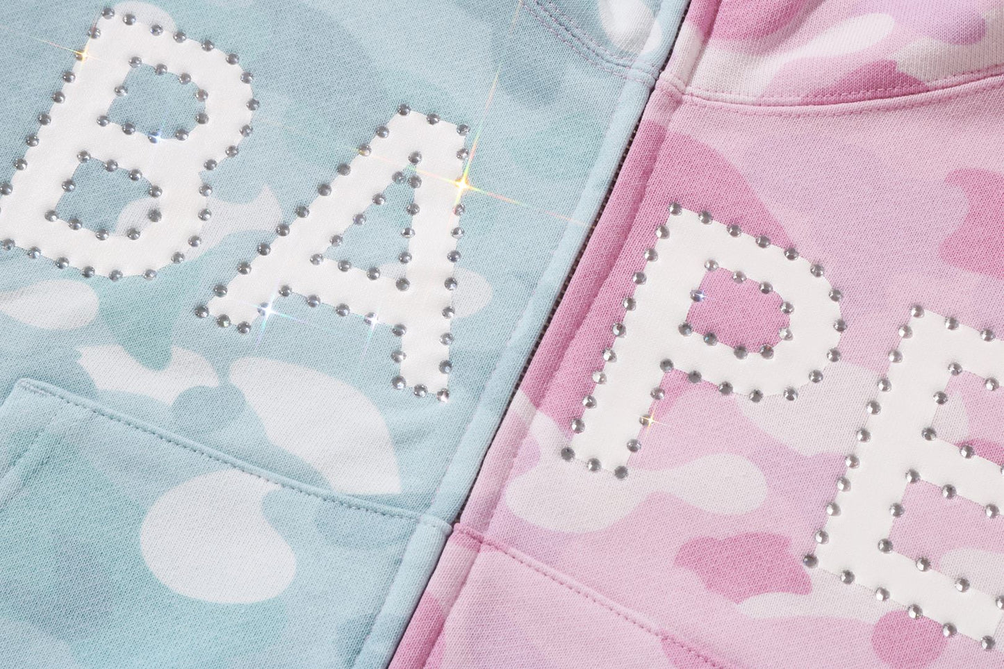 BAPE CRYSTAL LOGO PASTEL COLOR CAMO HALF FULL ZIP HOODIE