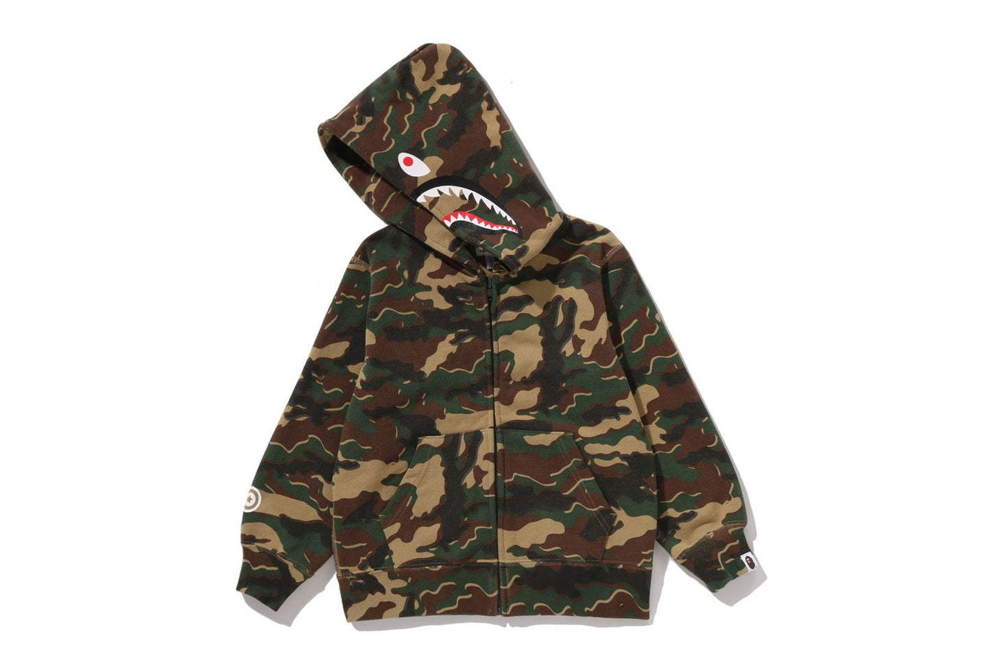 BAPE GLITCH WOODLAND CAMO SHARK ZIP HOODIE