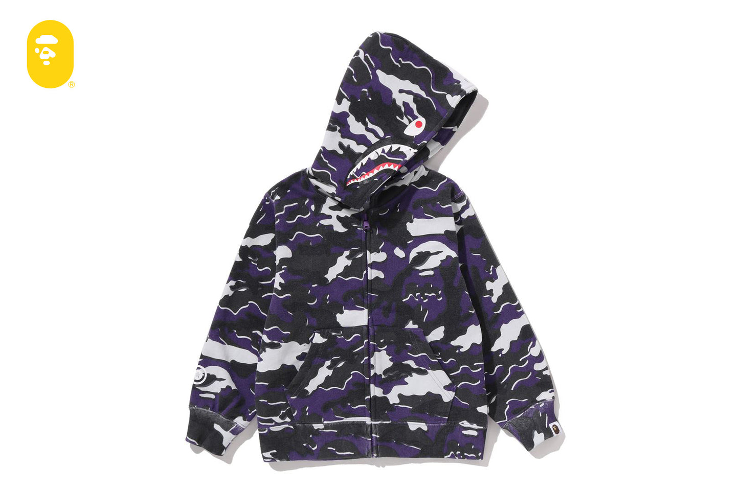 BAPE GLITCH WOODLAND CAMO SHARK ZIP HOODIE