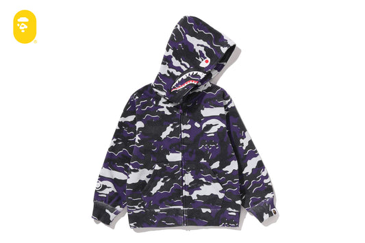 BAPE GLITCH WOODLAND CAMO SHARK ZIP HOODIE
