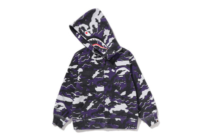BAPE GLITCH WOODLAND CAMO SHARK ZIP HOODIE