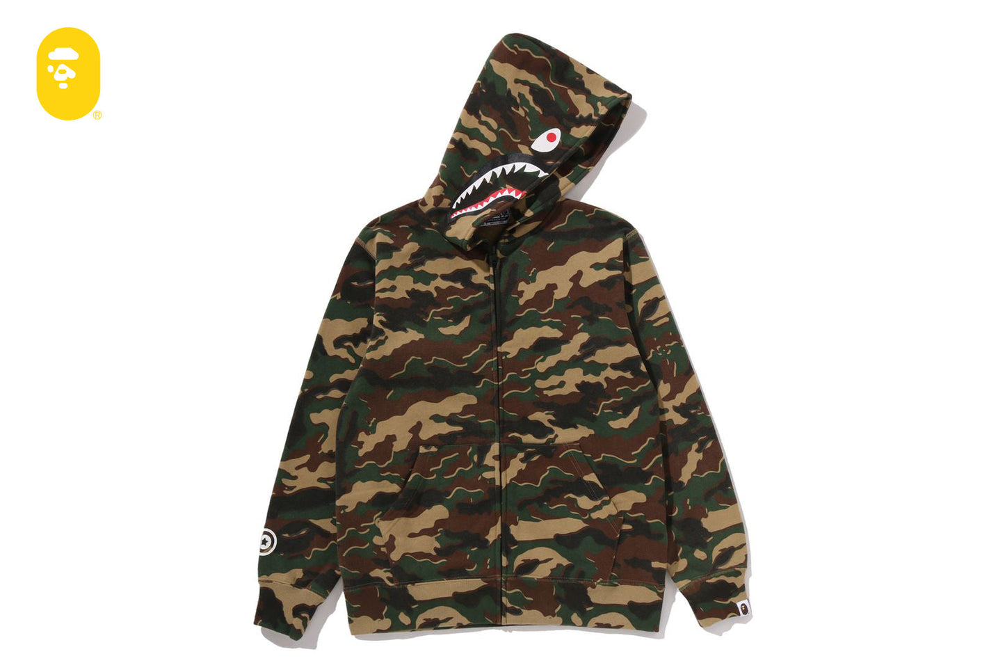 BAPE GLITCH WOODLAND CAMO SHARK ZIP HOODIE