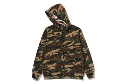 BAPE GLITCH WOODLAND CAMO SHARK ZIP HOODIE