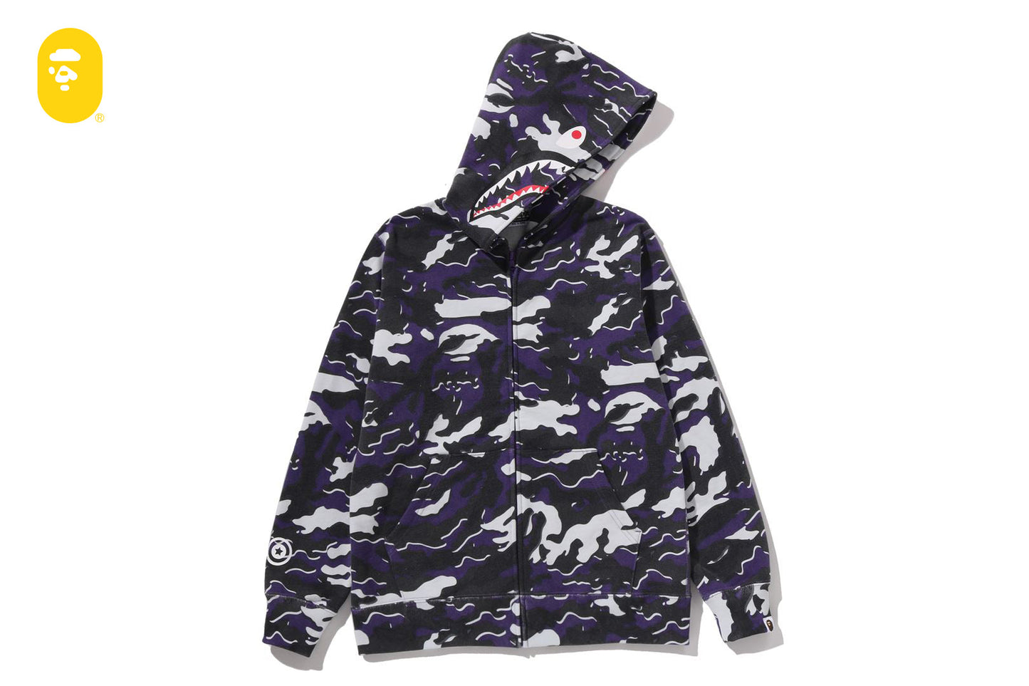 BAPE GLITCH WOODLAND CAMO SHARK ZIP HOODIE
