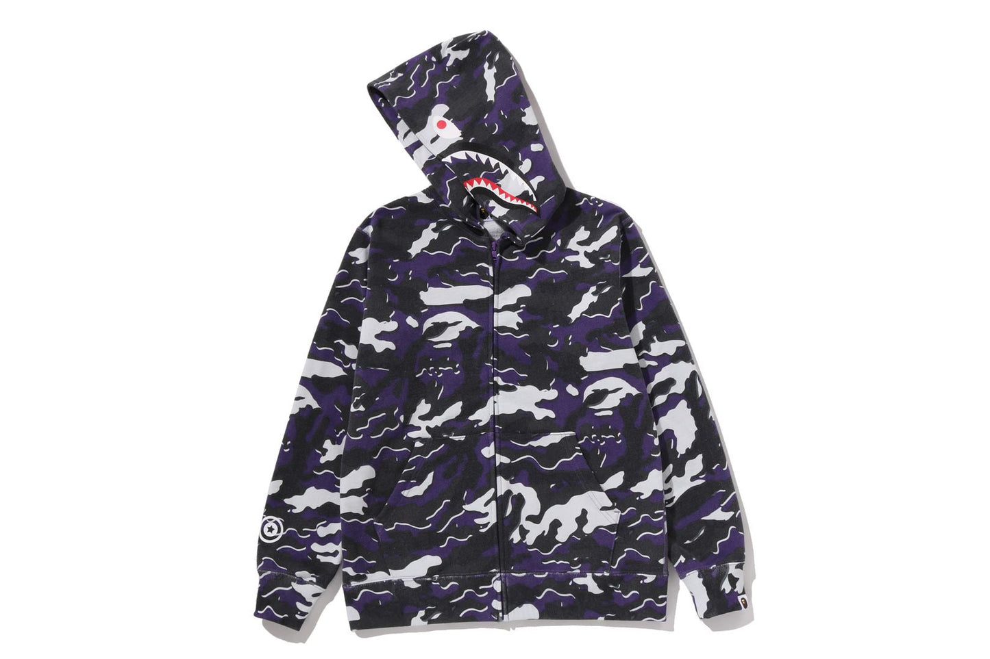 BAPE GLITCH WOODLAND CAMO SHARK ZIP HOODIE