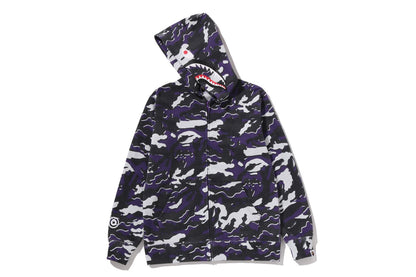BAPE GLITCH WOODLAND CAMO SHARK ZIP HOODIE
