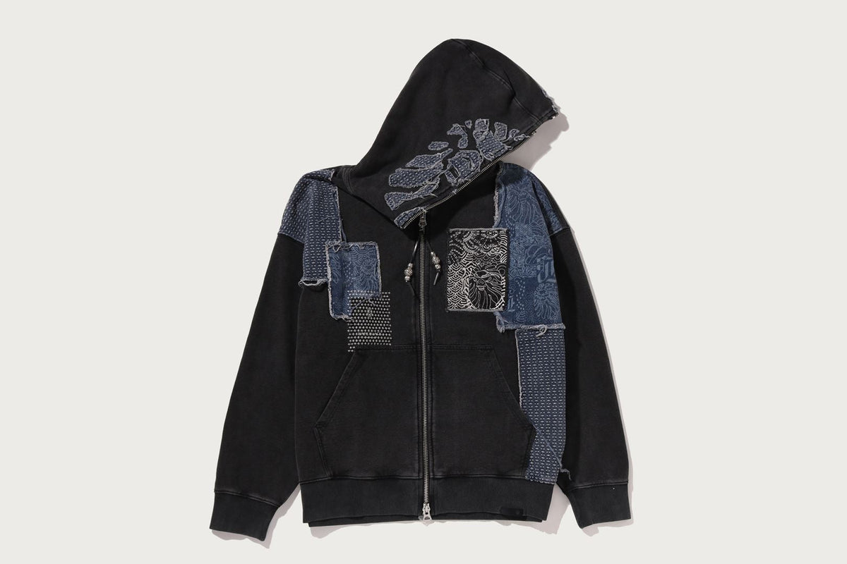 BAPE BAPE BLACK PATCHWORK MAD FACE BORO ZIP HOODIE