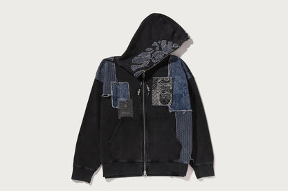 BAPE BAPE BLACK PATCHWORK MAD FACE BORO ZIP HOODIE