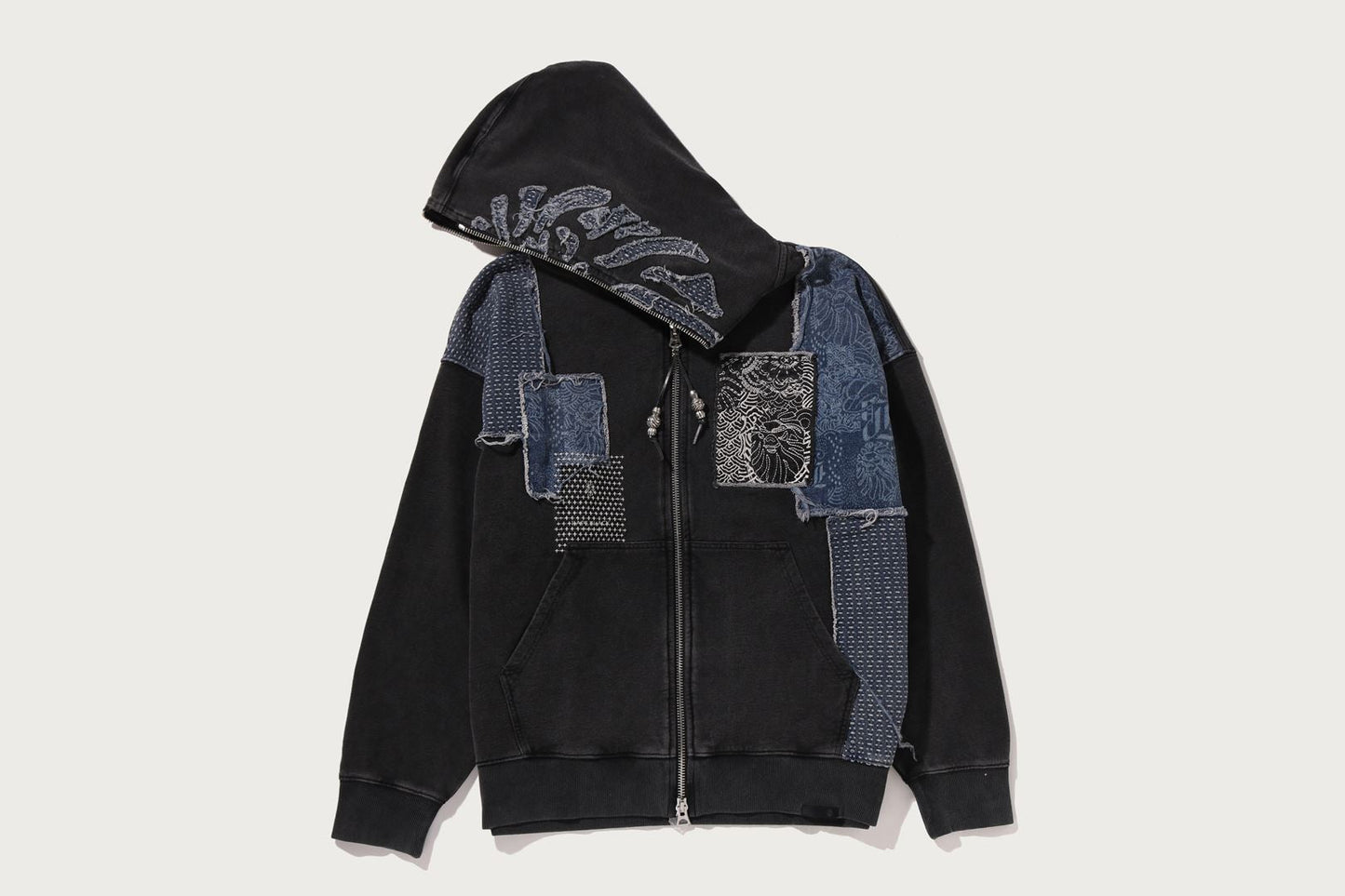 BAPE BAPE BLACK PATCHWORK MAD FACE BORO ZIP HOODIE