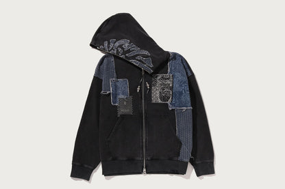 BAPE BAPE BLACK PATCHWORK MAD FACE BORO ZIP HOODIE