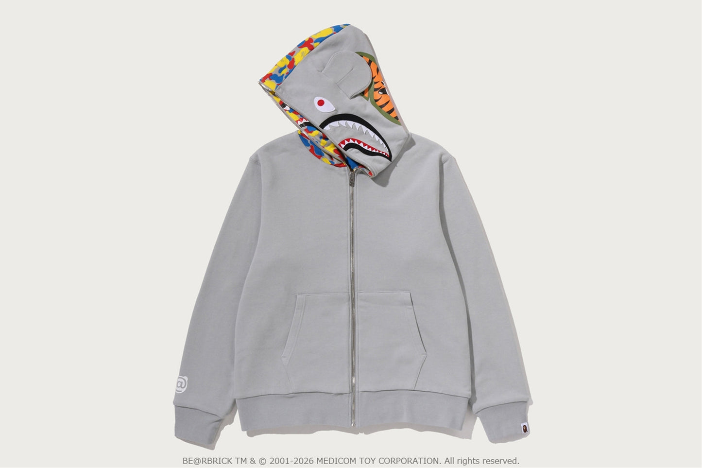 BAPE X MEDICOM TOY 30周年 BE@R SHARK 全拉鏈可反轉連帽衫