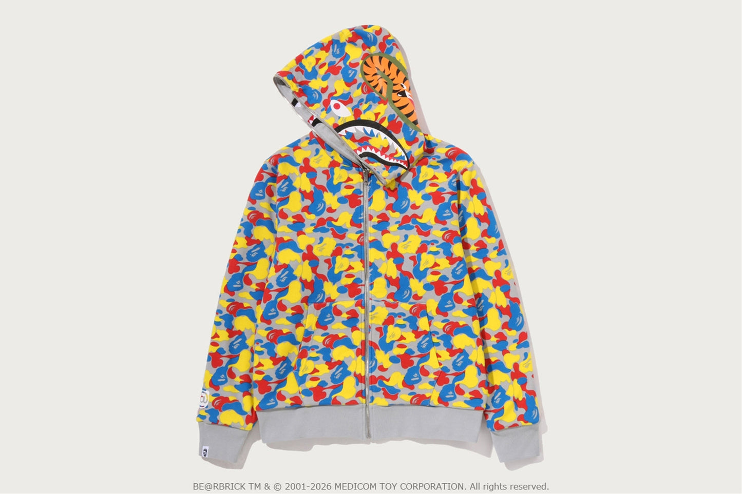 BAPE X MEDICOM TOY 30周年 BE@R SHARK 全拉鏈可反轉連帽衫